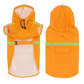 Pet raincoat for large and small dog; 4XL -PU waterproof big dog raincoat; outdoor reflective dog raincoat - orange