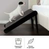 Foldable Wooden Dog Pet Ramp for Bed, Couch, or Vehicle (Black/Gray) - Black/Gray